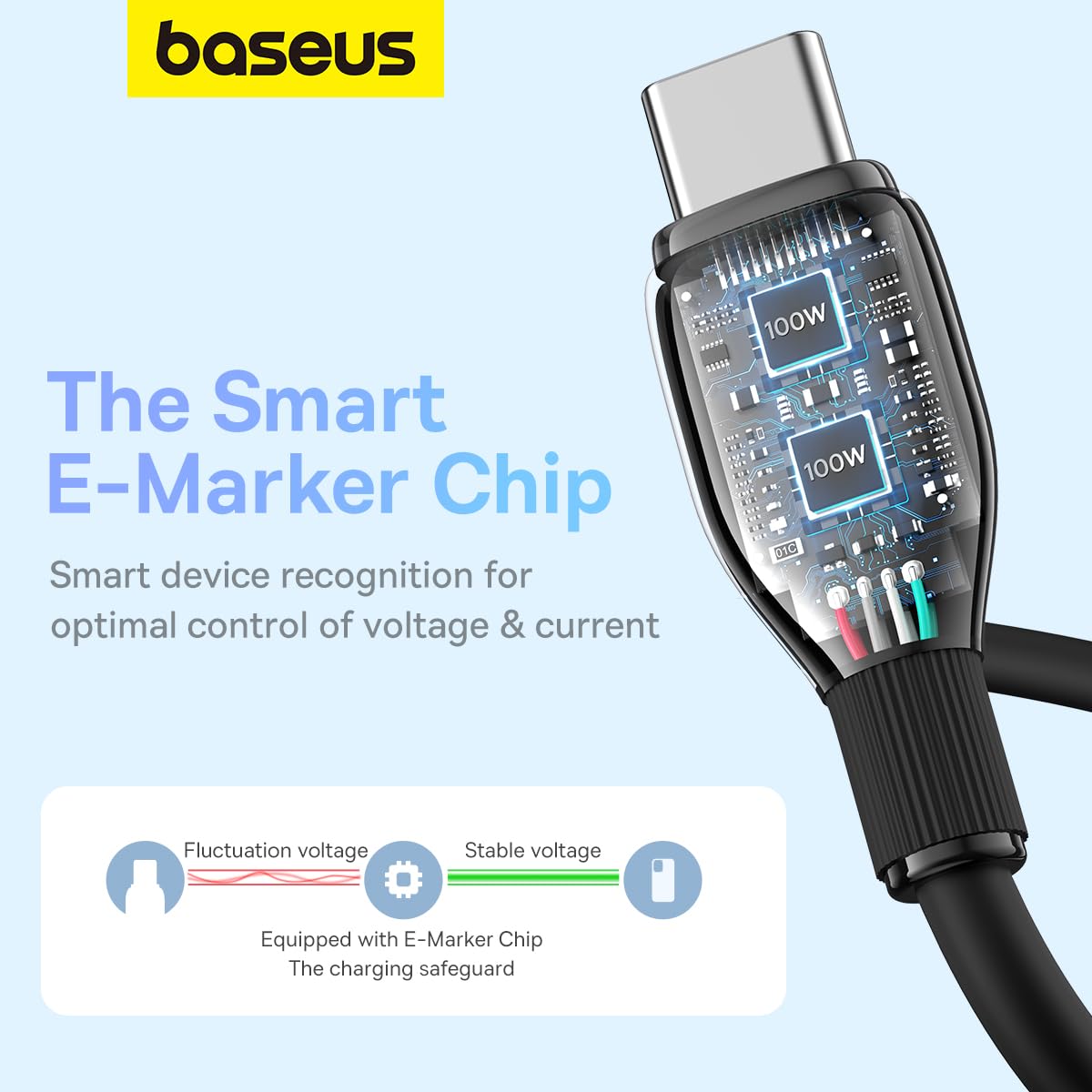 Data- en Oplaadkabel USB-C - USB-C Baseus Pudding, 100W, 2m, Zwart P10355702111-01