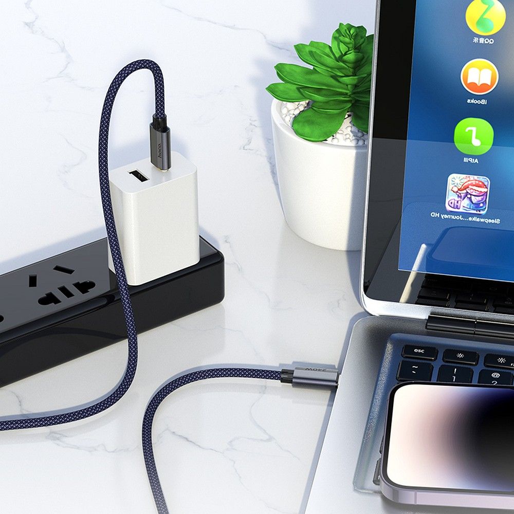 USB-C Data- en Oplaadkabel - USB-C HOCO U134, 240W, 1.8m, Gri