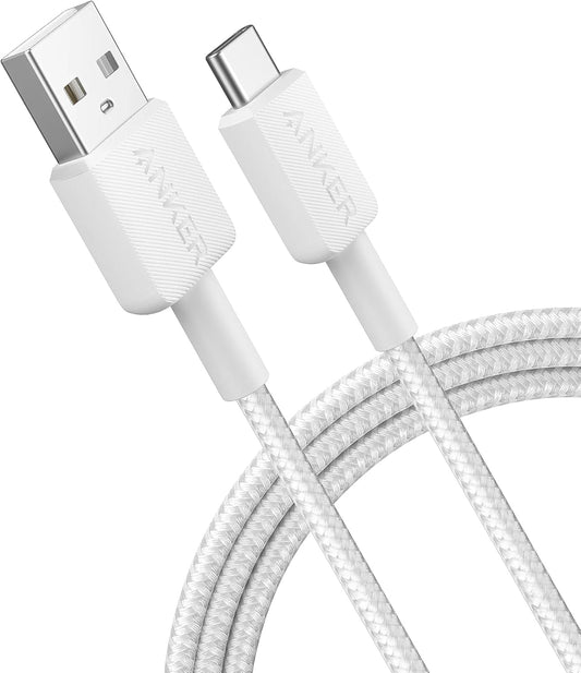 Data- en oplaadkabel USB-A - USB-C Anker 322, 18W, 0,9m, Wit A81H5G21