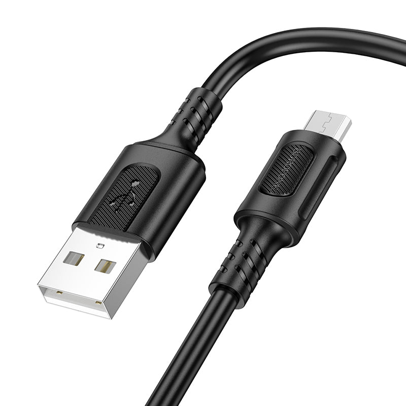 USB-A - microUSB Data en Oplaadkabel Borofone BX111 Feliz, 18W, 1m, Zwart