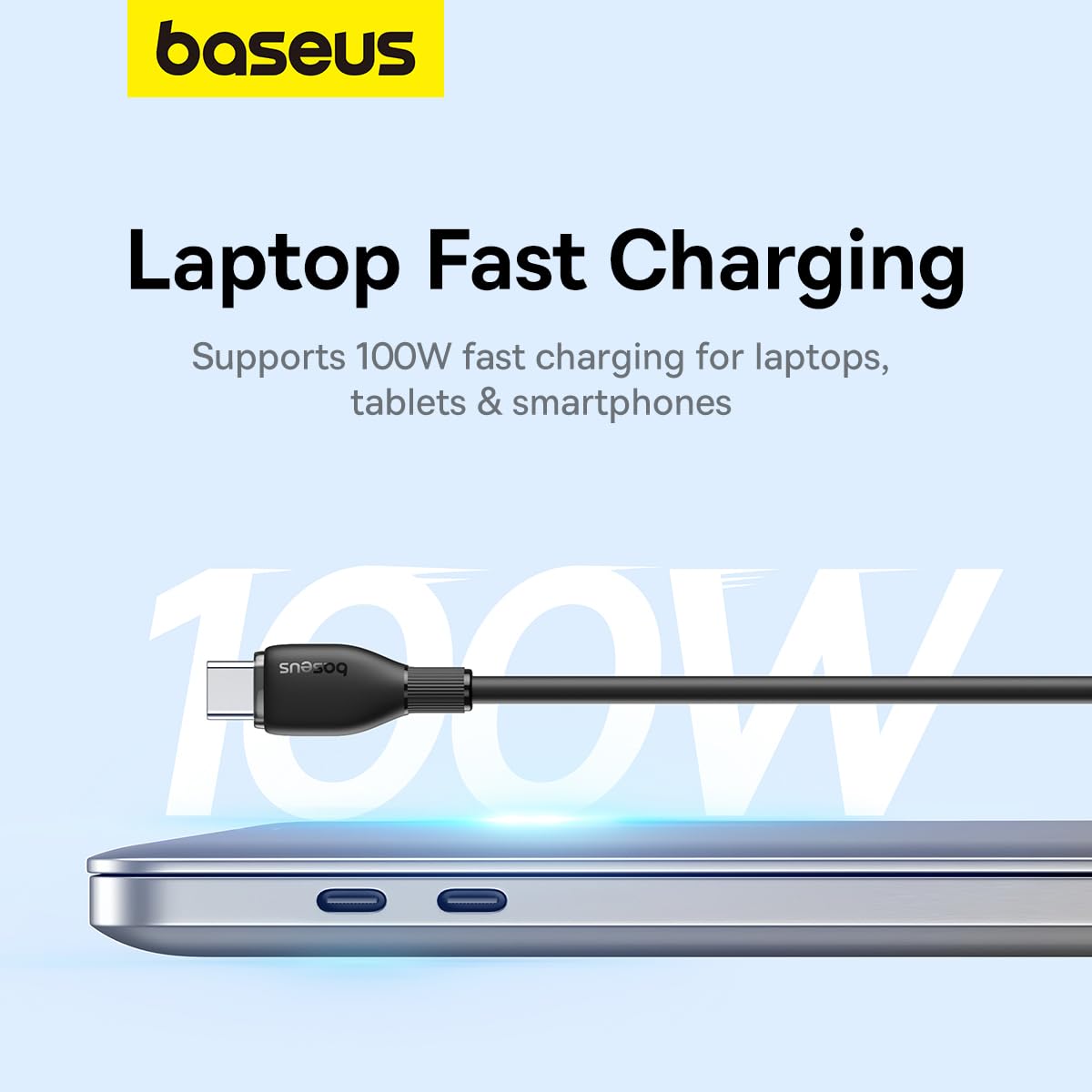 Data- en Oplaadkabel USB-C - USB-C Baseus Pudding, 100W, 1.2m, Zwart P10355702111-00