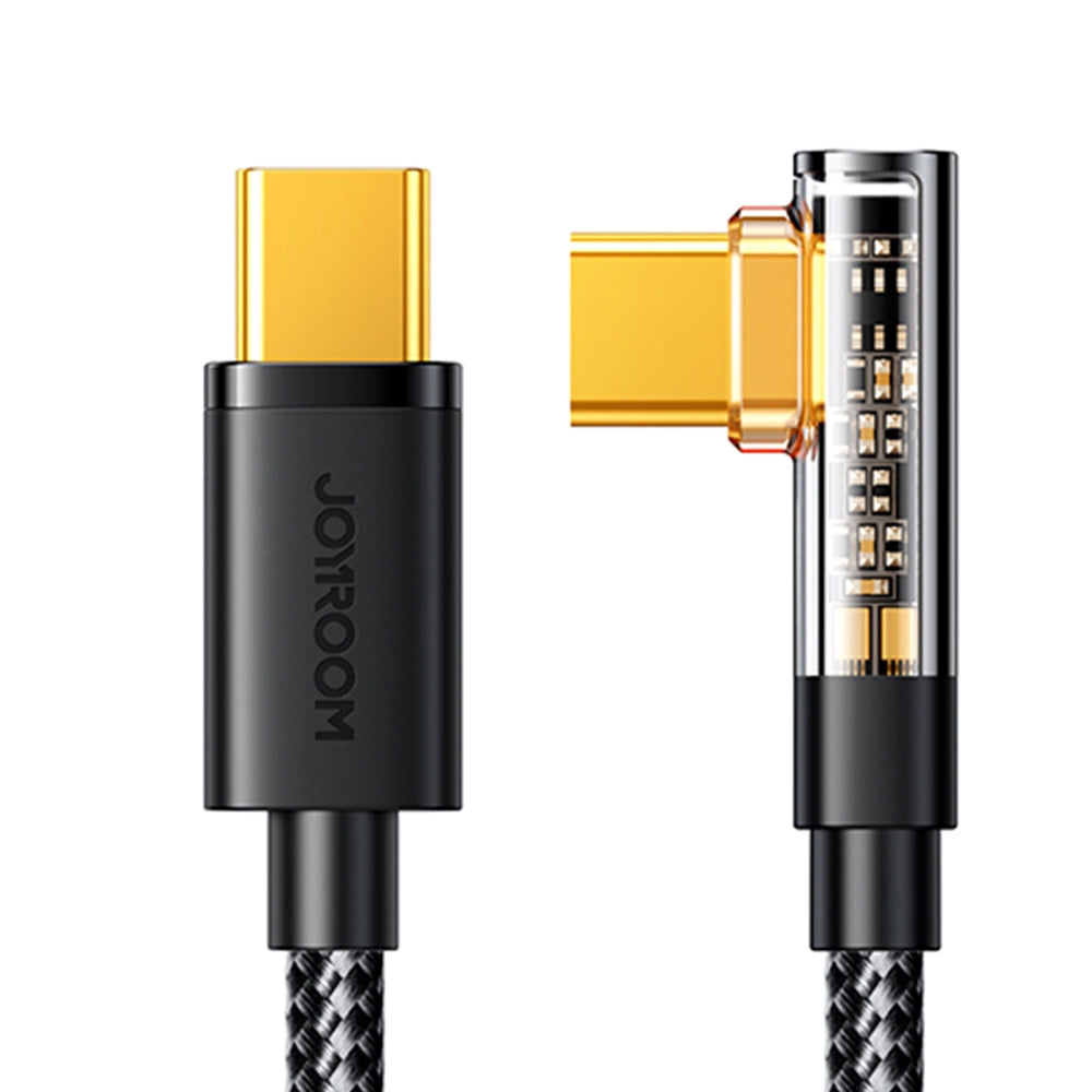 USB-C Data- en Oplaadkabel - USB-C Joyroom S-A6 Angled, 100W, 1.2m, Zwart