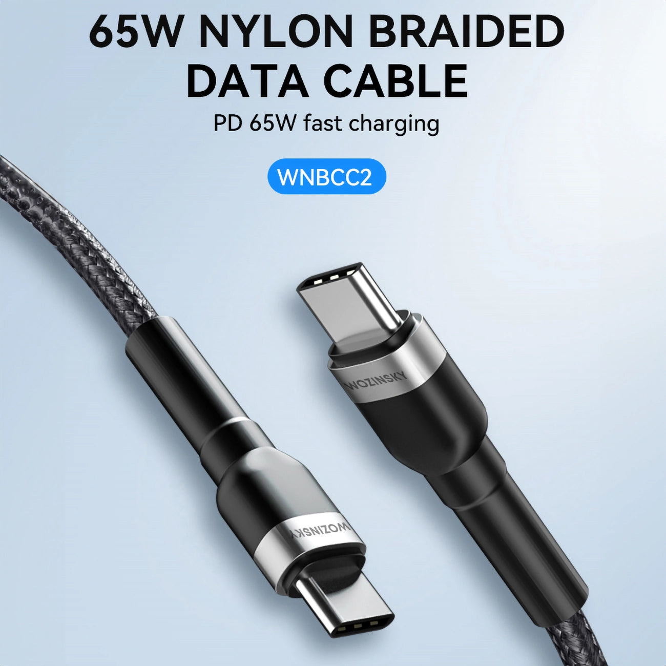 USB-C Data- en Oplaadkabel - USB-C WZK WNBCC2, 65W, 2m, Zwart