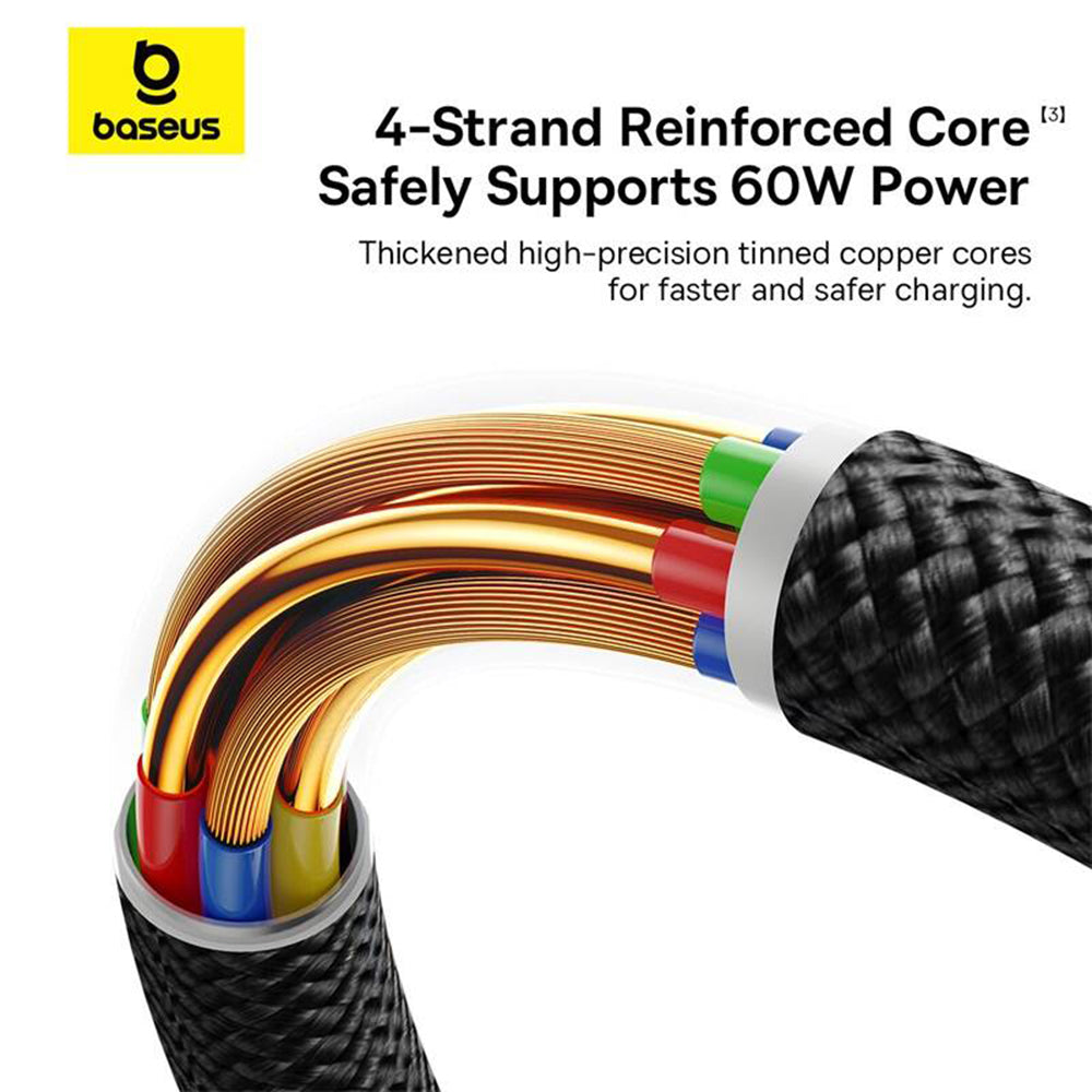 Data- en Oplaadkabel USB-A - USB-C Baseus Dura Series, 60W, 1m, Rood P10377802U01-01