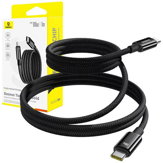 USB-C - USB-C Data- en Oplaadkabel Baseus Tungsten Gold, 100W, 1m, Zwart P10319805111-00