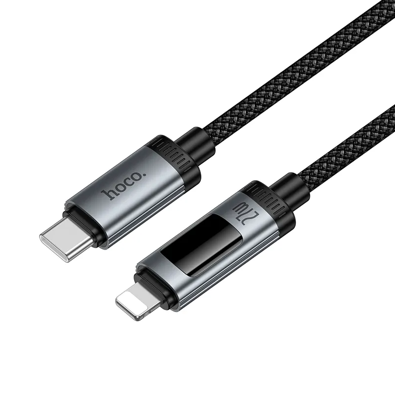 Data- en Oplaadkabel USB-C - Lightning HOCO Display U148, 27W, 1.2m, Zwart