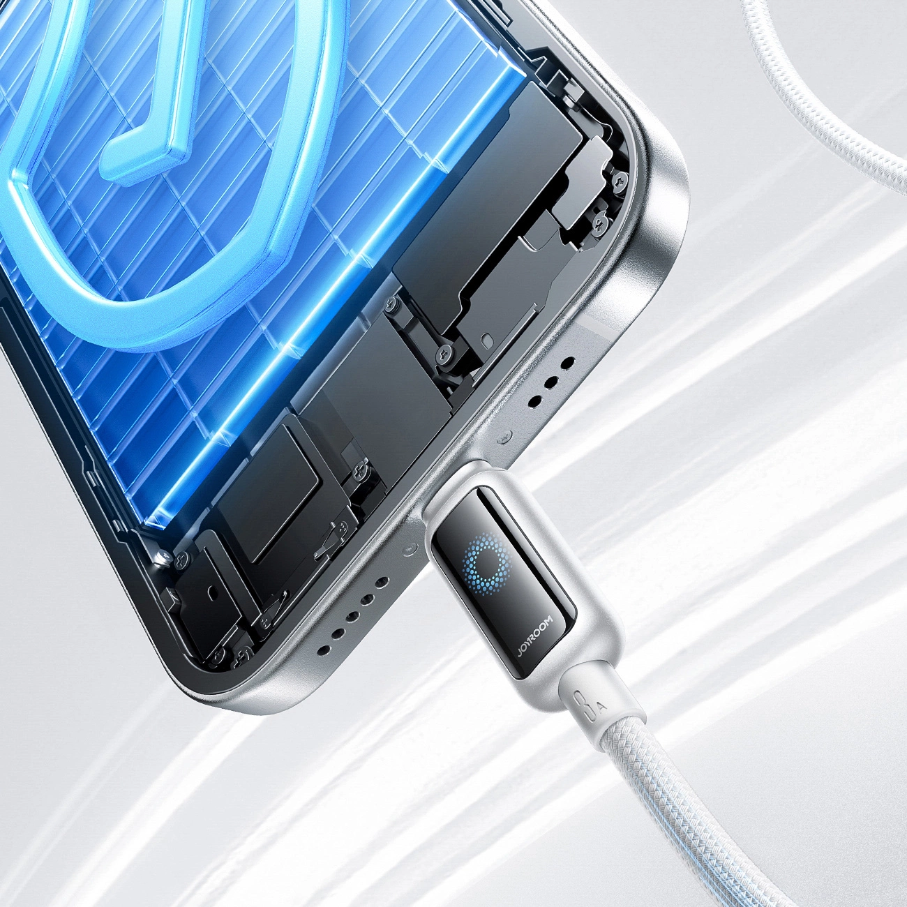 USB-A - Lightning Joyroom S-A55 StarFlight Display Data- en Oplaadkabel, 18W, 1.2m, Wit