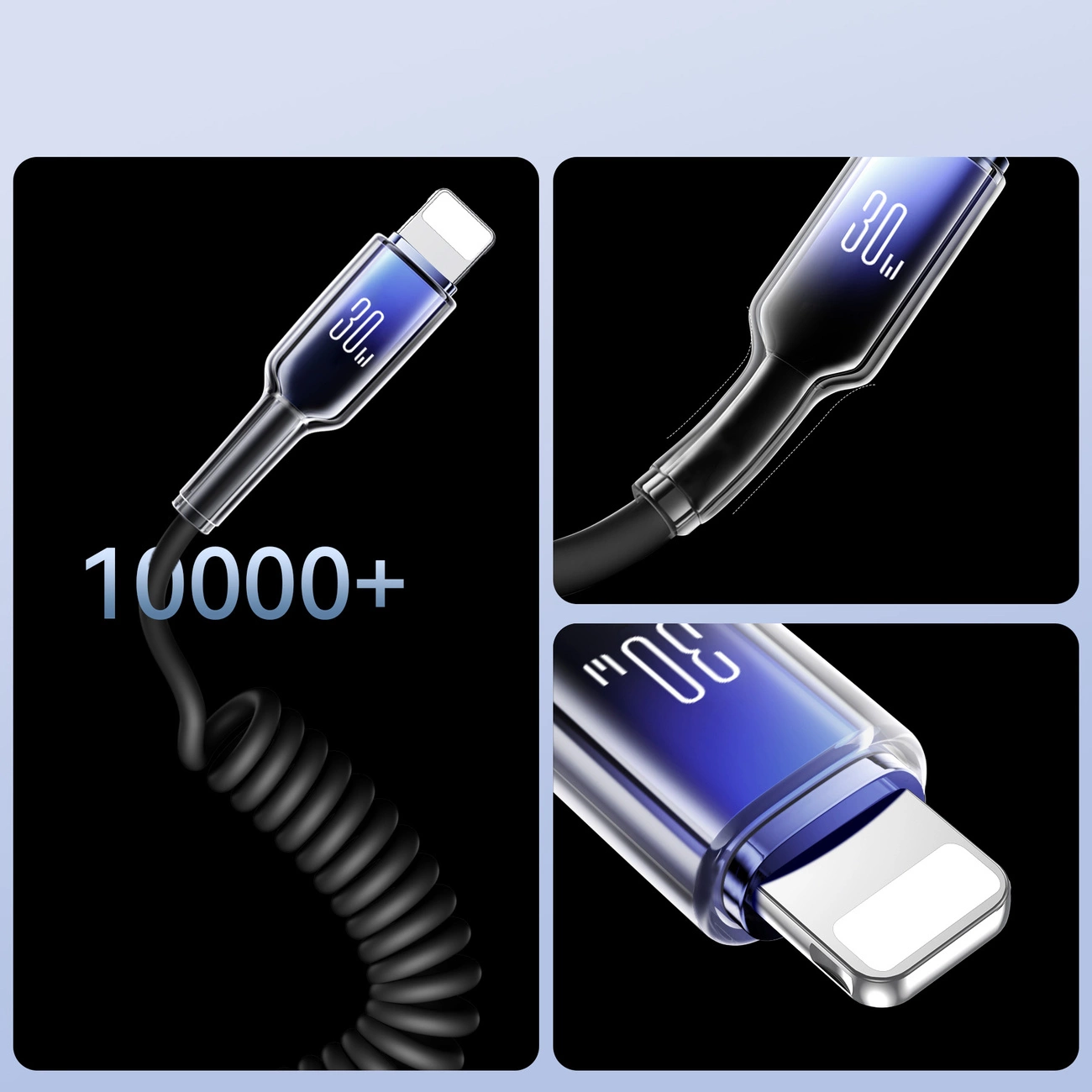 USB-C - Lightning Data- en Oplaadkabel Joyroom S-A43 Crystal, 30W, 1.5m, Zwart