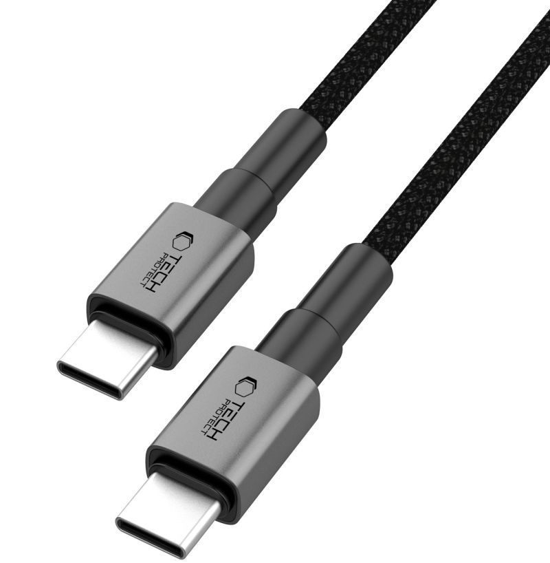 USB-C Data- en Oplaadkabel - USB-C Tech-Protect Ultraboost DNA MagTwist, 100W, 2m, Gri