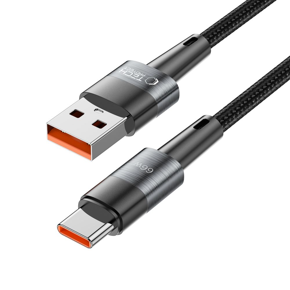 USB-A naar USB-C Data- en Oplaadkabel Tech-Protect Ultraboost, 66W, 0,5m, Grijs