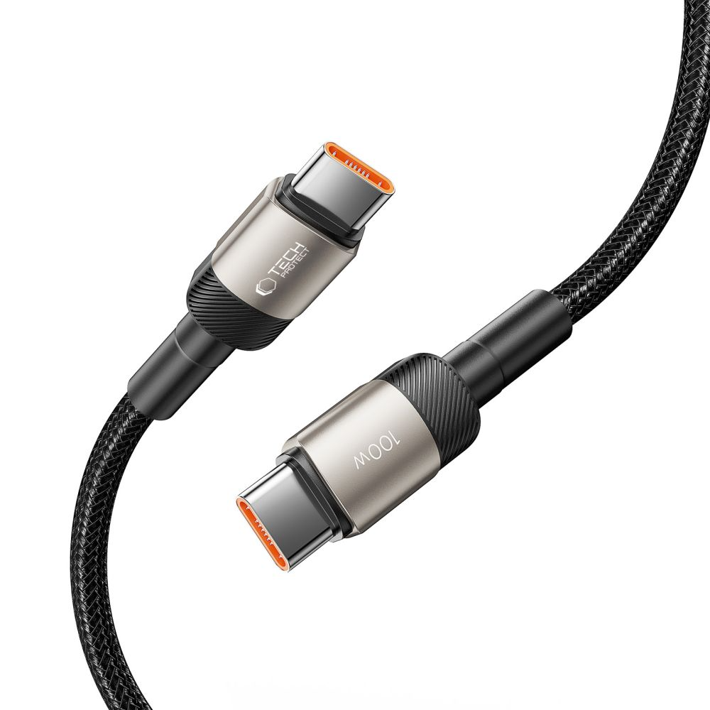 USB-C Data- en Oplaadkabel - USB-C Tech-Protect Ultraboost EVO, 100W, 1m, Zilver
