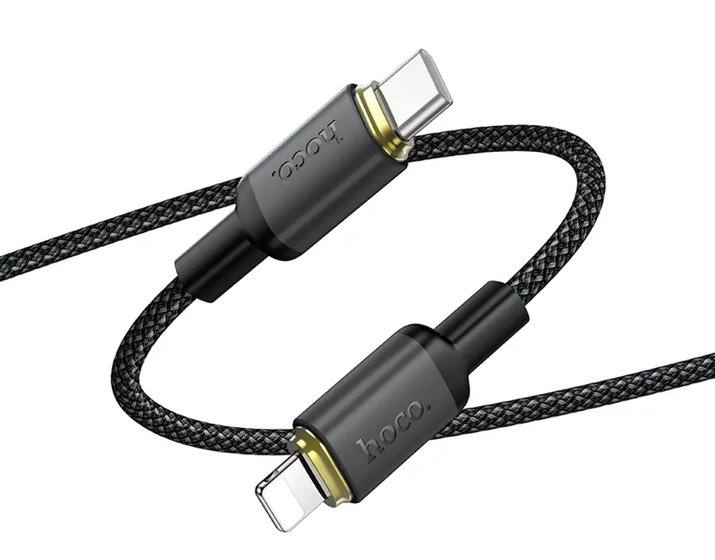 USB-C - Lightning Datakabel en Oplaadkabel HOCO X128 Benefit, 30W, 1m, Zwart