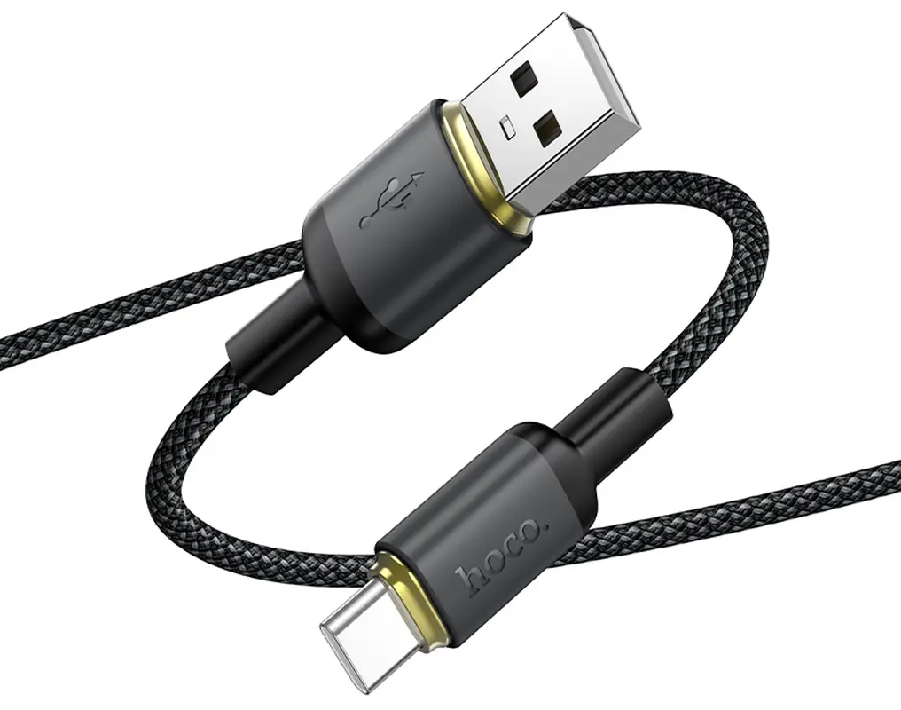USB-A - USB-C Datakabel en Oplaadkabel HOCO X128 Benefit, 36W, 1m, Zwart