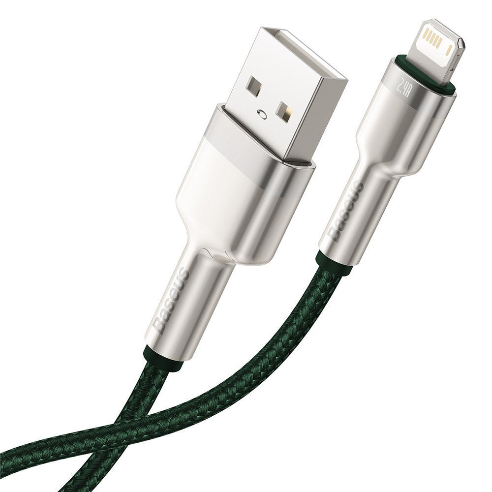 USB-A - Lightning Data en Oplaadkabel Baseus Cafule Metal Series, 18W, 1m, Groen CALJK-A06