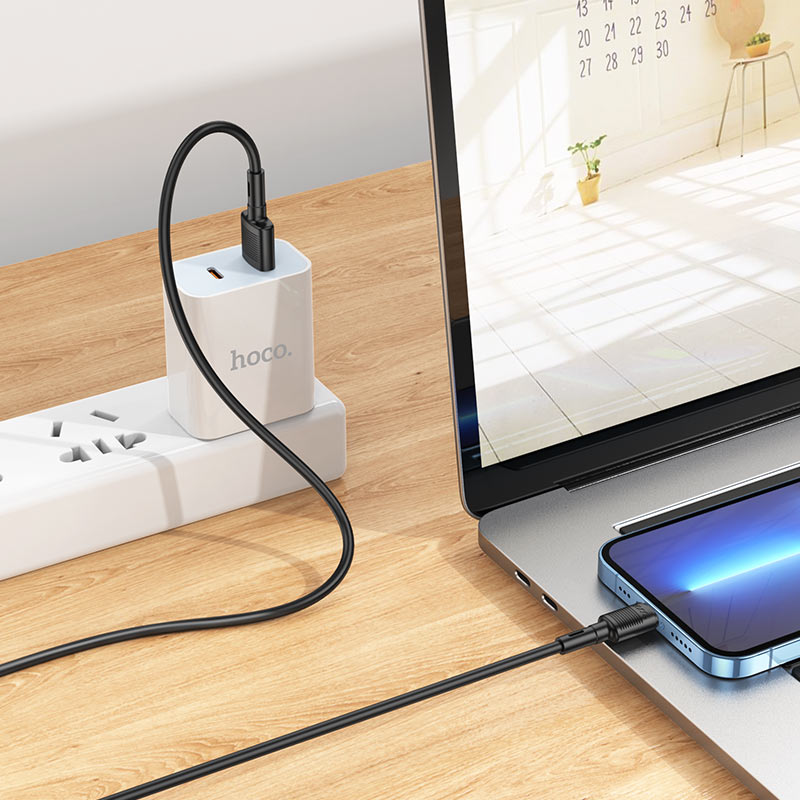 Data- en Oplaadkabel USB-A - Lightning HOCO X83 Victory, 18W, 1m, Zwart