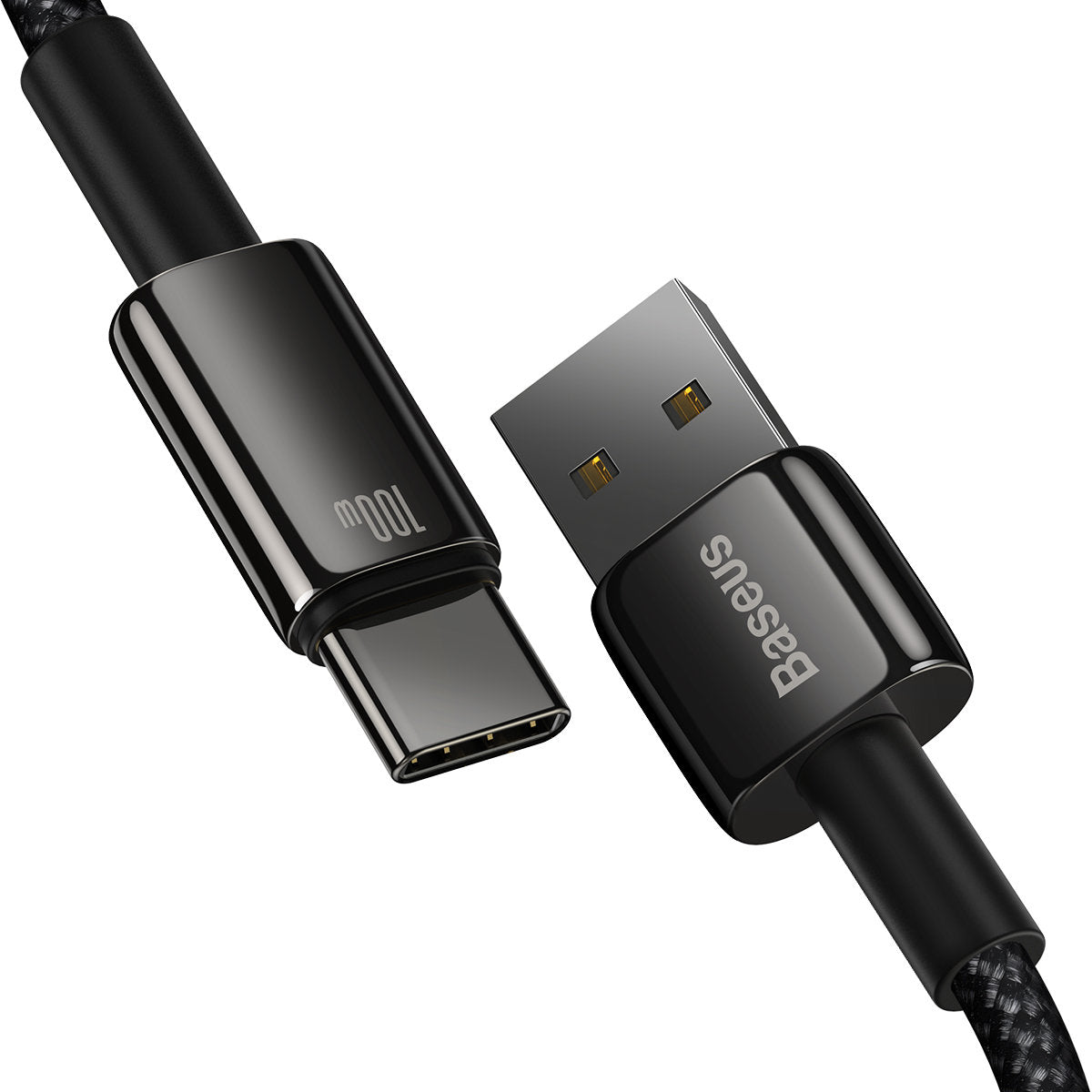 USB-A naar USB-C Baseus Tungsten Gold, 100W, 2m, Zwart CAWJ000101