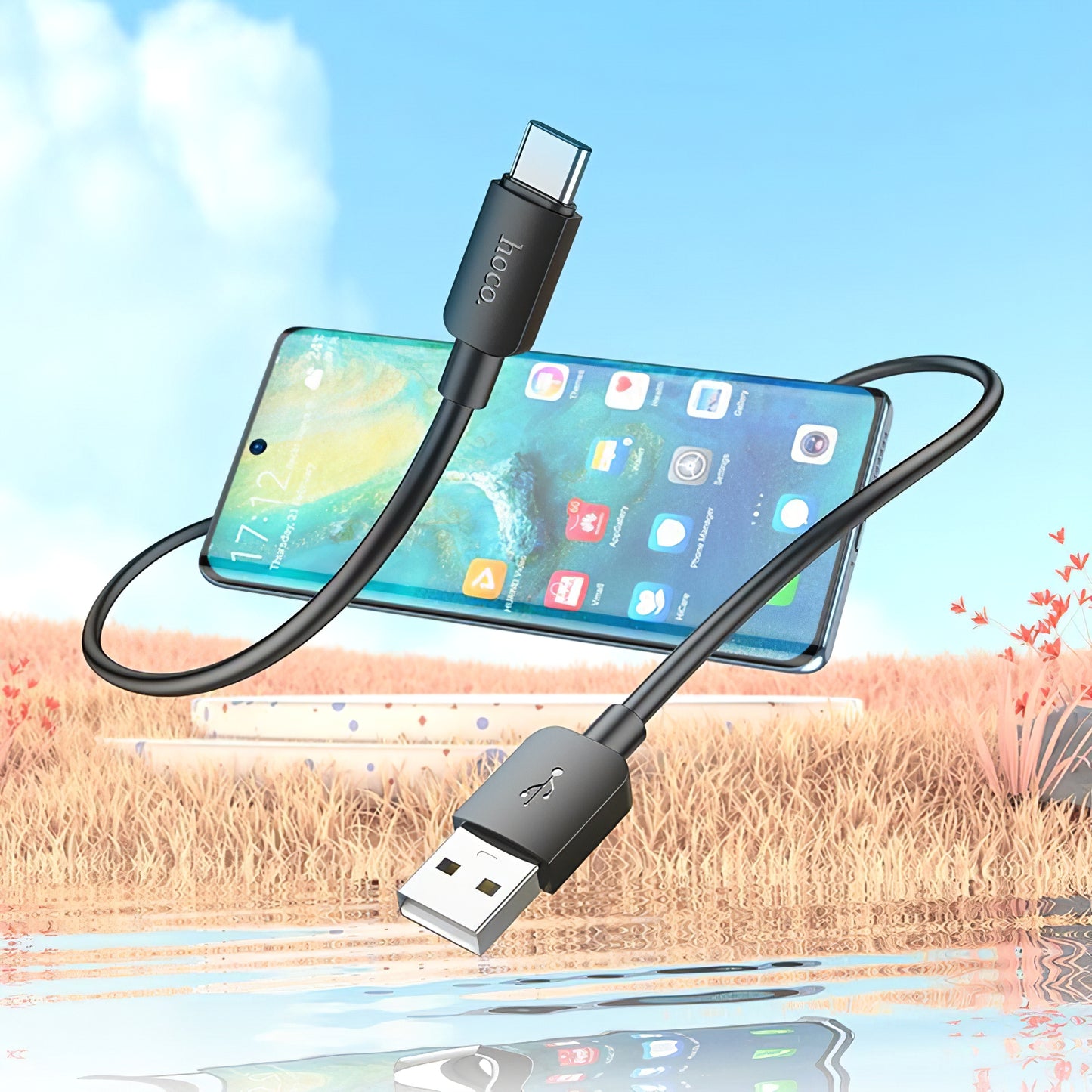 Data- en Oplaadkabel USB-A - USB-C HOCO X96, 27W, 1m, Zwart
