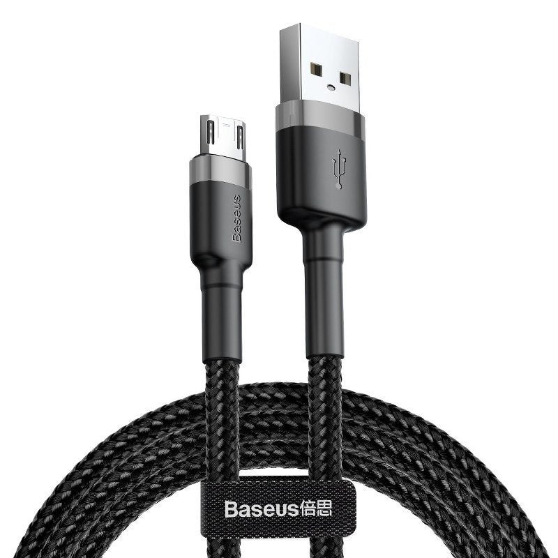USB-A - microUSB Baseus Cafule Data en Oplaadkabel, 18W, 0.5m, Grijs CAMKLF-AG1