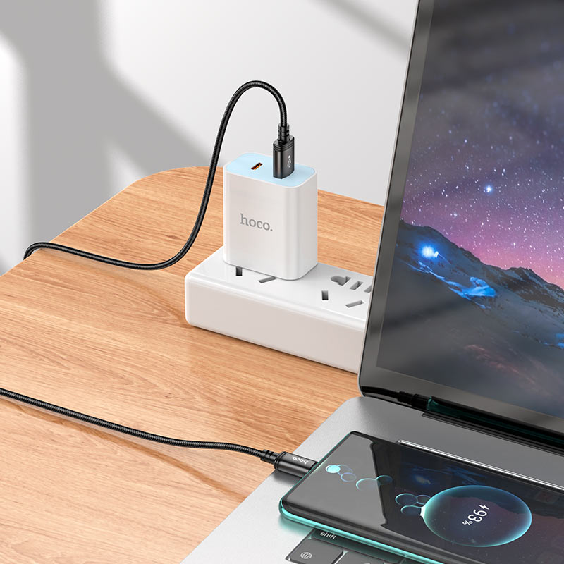 USB-A - USB-C Data- en Oplaadkabel HOCO X91, 18W, 3m, Zwart