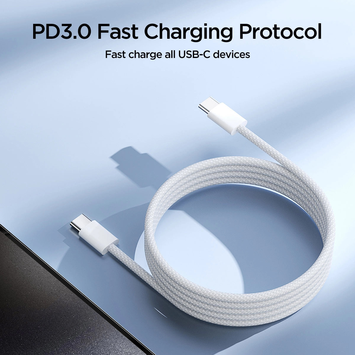 USB-C data- en oplaadkabel - USB-C Joyroom S-A45, 60W, 1m, Wit