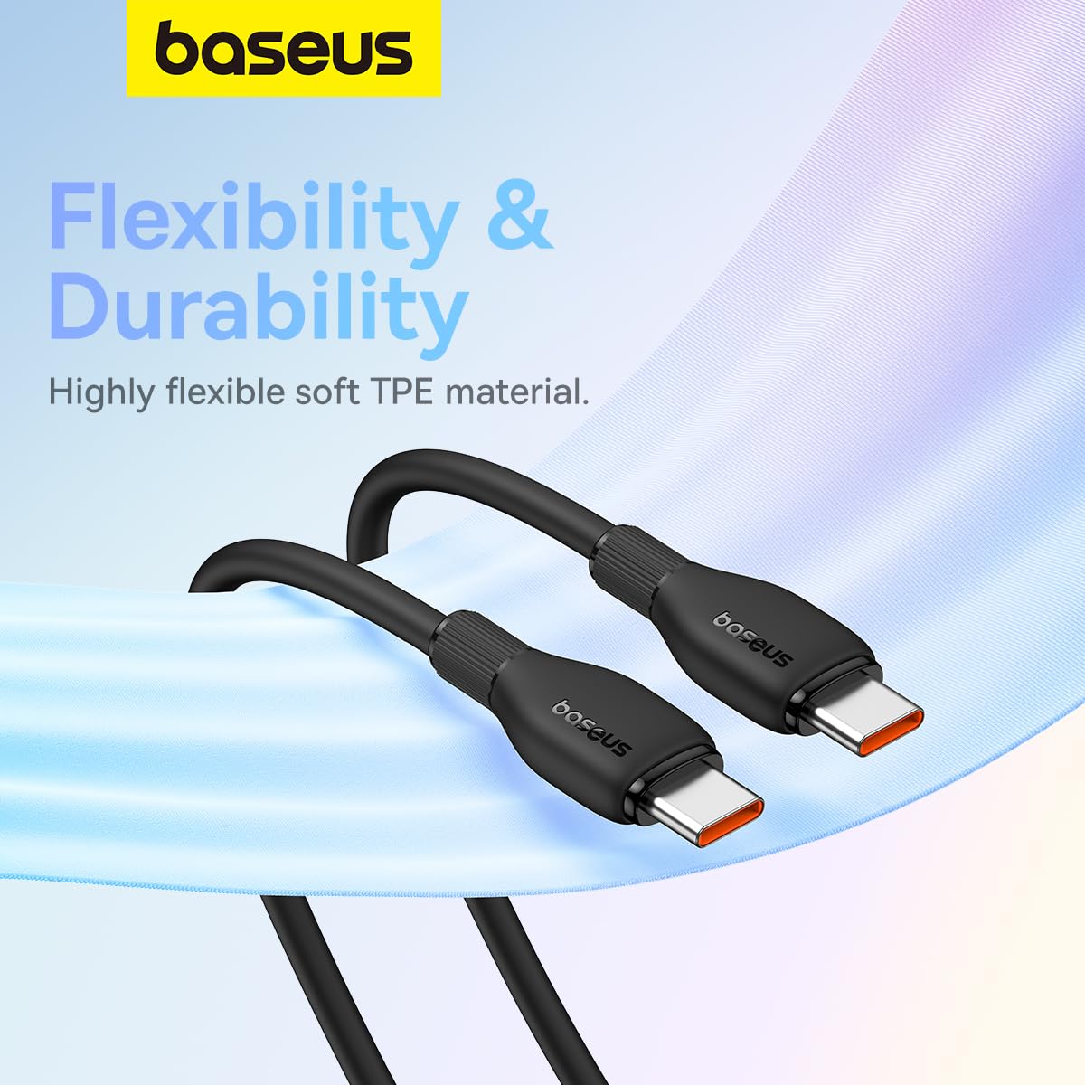 Data- en Oplaadkabel USB-C - USB-C Baseus Pudding, 100W, 1.2m, Zwart P10355702111-00