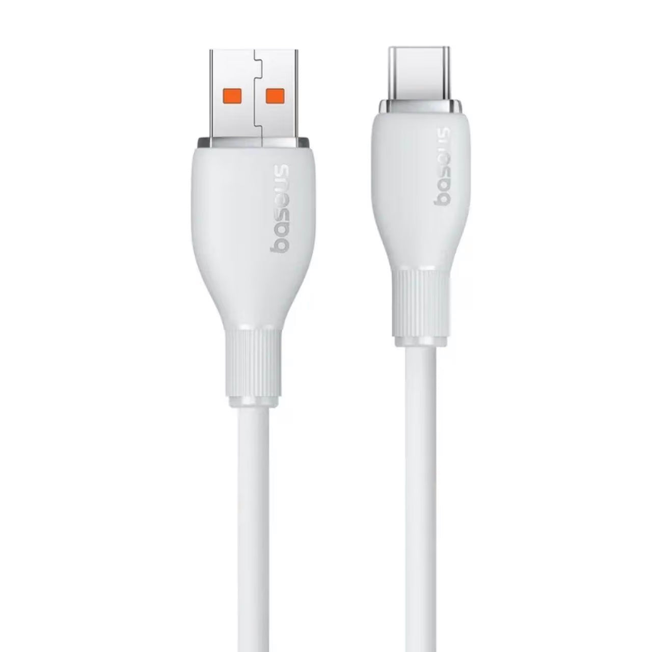 Data- en Oplaadkabel USB-A - USB-C Baseus Pudding, 100W, 1.2m, Wit