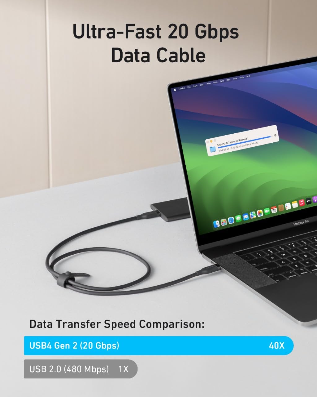 USB-C Data and Charging Cable - USB-C Anker, 240W, 0.9m, Black A80N1H11