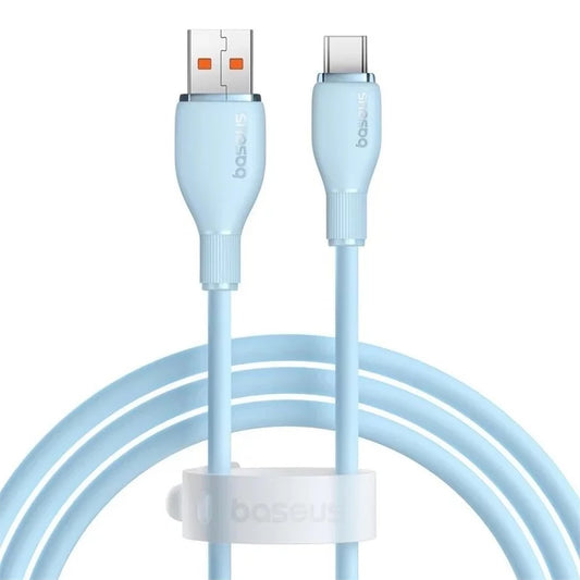 Data- en Oplaadkabel USB-A - USB-C Baseus Pudding, 100W, 1.2m, Blauw P10355703311-00