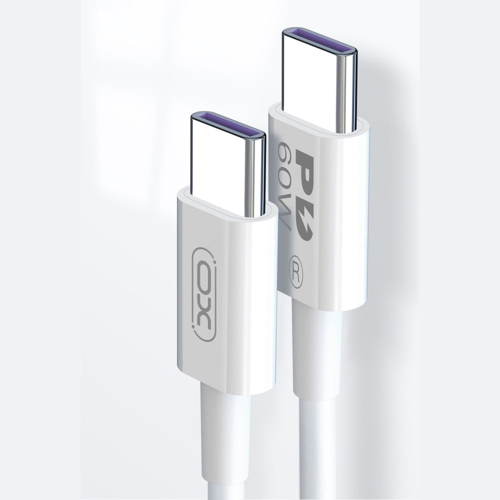 Data- en Oplaadkabel USB-C - USB-C XO Design NB-Q190A, 60W, 1m, Wit