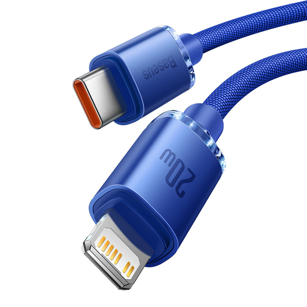 USB-C - Lightning Data- en Oplaadkabel Baseus Crystal Shine Series, 20W, 1.2m, Blauw CAJY000203