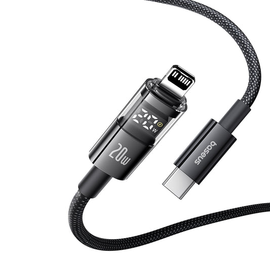 Data- en Oplaadkabel USB-C - Lightning Baseus Display 2, 20W, 1m, Zwart P10382703121-00