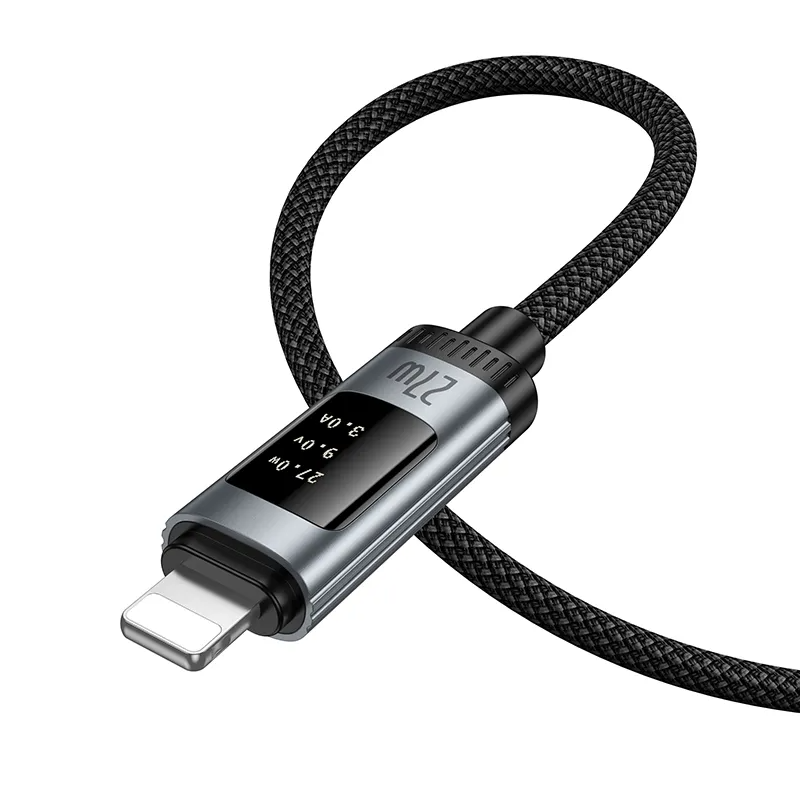 Data- en Oplaadkabel USB-C - Lightning HOCO Display U148, 27W, 1.2m, Zwart
