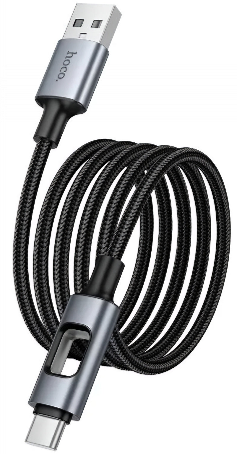 USB-A - USB-C HOCO U144 Led Data- en Oplaadkabel, 18W, 1.2m, Zwart