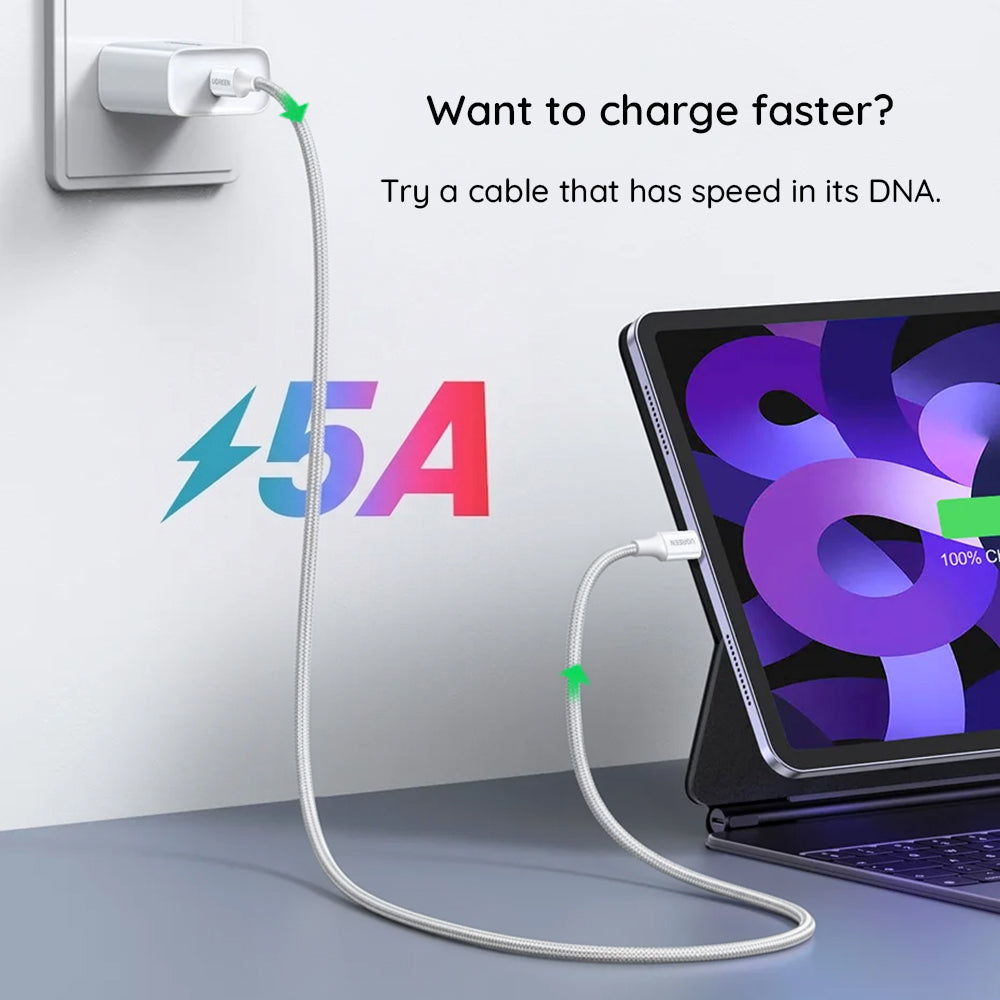 USB-C Data- en Oplaadkabel - USB-C UGREEN L502, 100W, 1m, Oranje
