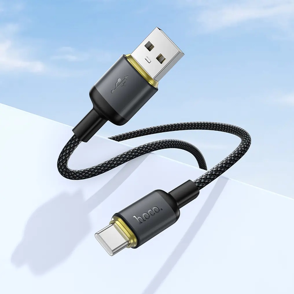 USB-A - USB-C Datakabel en Oplaadkabel HOCO X128 Benefit, 36W, 1m, Zwart