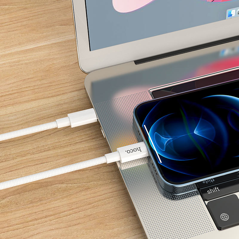 USB-C - Lightning Data- en Oplaadkabel HOCO X56, 20W, 1m, Wit