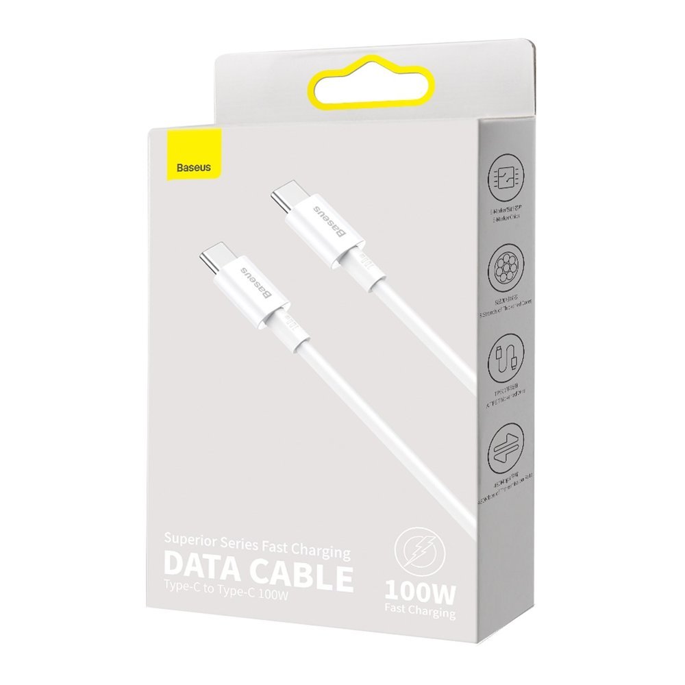 USB-C Data- en Oplaadkabel - USB-C Baseus Superior Series, 100W, 2m, Wit CATYS-C02