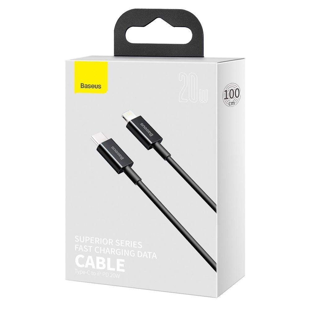 USB-C - Lightning Data- en Oplaadkabel Baseus Superior Series, 20W, 1m, Zwart CATLYS-A01