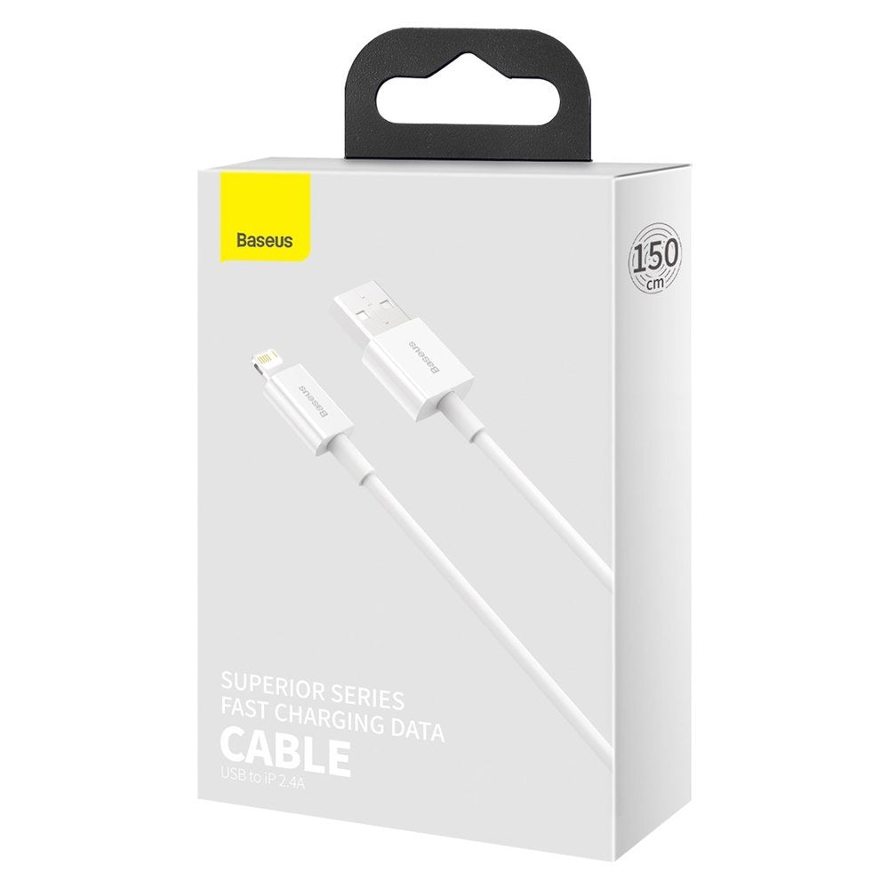 Data- en Oplaadkabel USB-A - Lightning Baseus Superior Series, 20W, 1.5m, Wit CALYS-B02