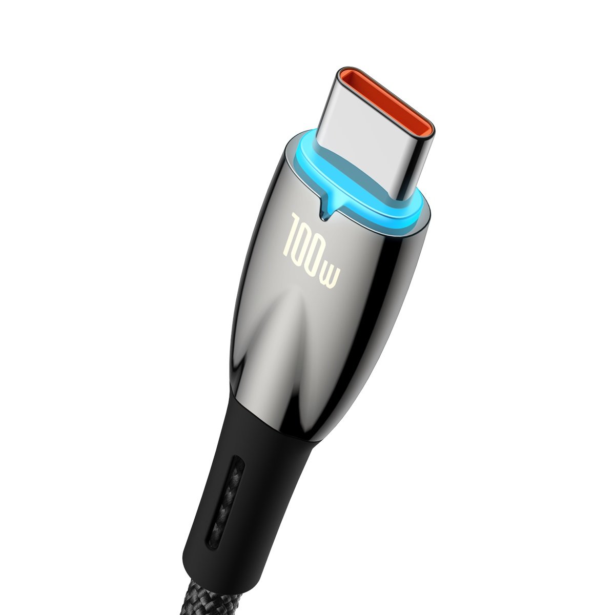 USB-A naar USB-C Baseus Glimmer Series data- en oplaadkabel, 100W, 2 m, zwart CADH000501 CADH000501