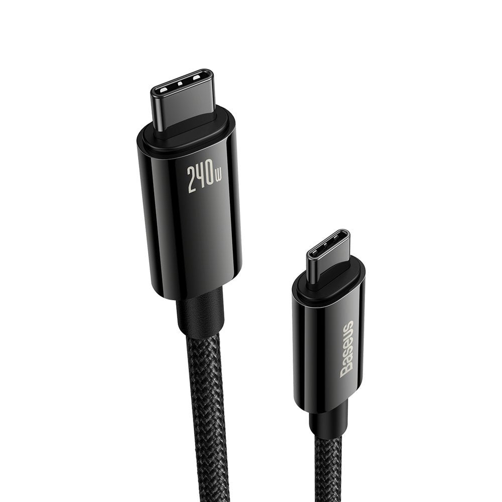 USB-C Data- en oplaadkabel - USB-C Baseus Tungsten Gold, 240W, 2m, Zwart CAWJ04010101
