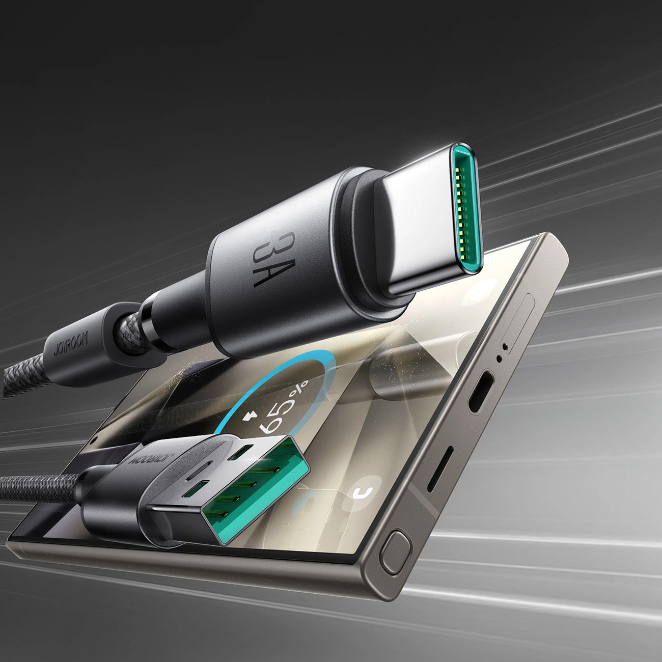 Data- en Oplaadkabel USB-A - USB-C Joyroom S-A50, 60W, 1.2m, Gri