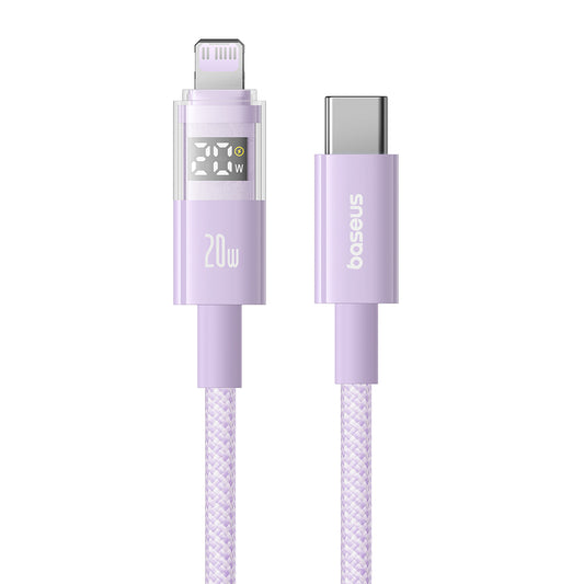 Data- en Oplaadkabel USB-C - Lightning Baseus Display 2, 20W, 1m, Paars P10382703511-00