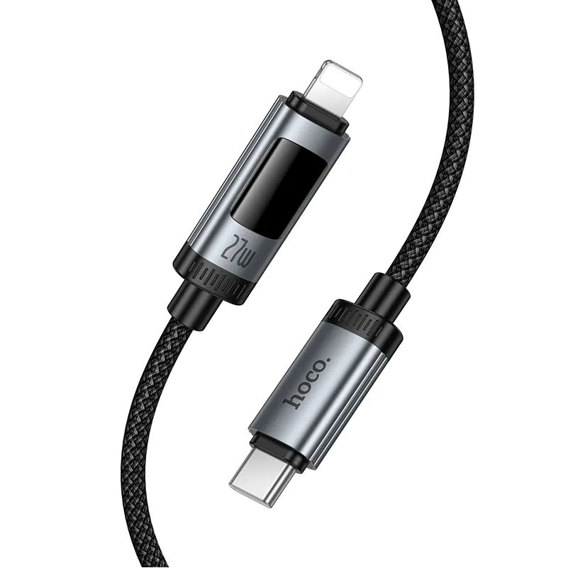 Data- en Oplaadkabel USB-C - Lightning HOCO Display U148, 27W, 1.2m, Zwart