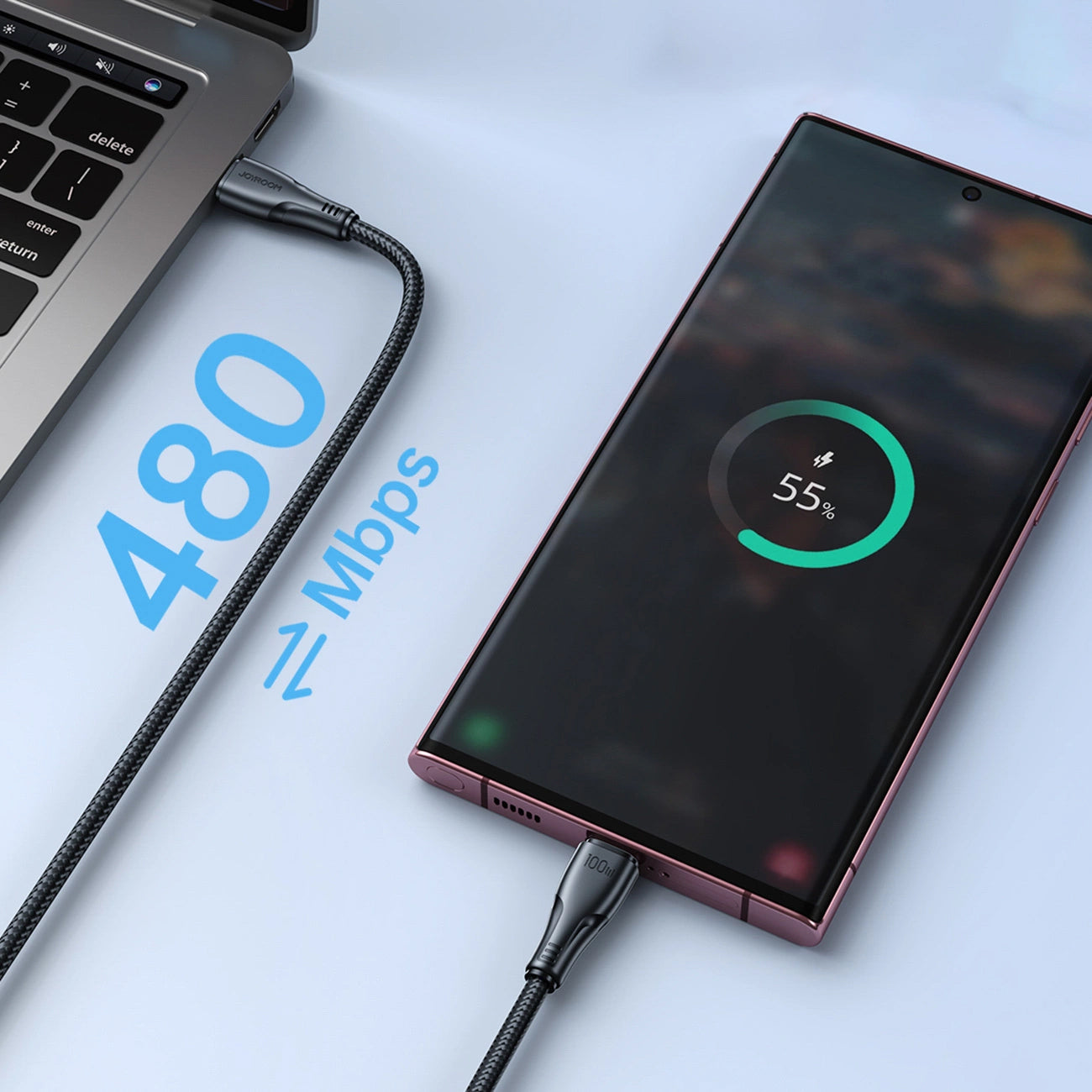USB-C Data- en Oplaadkabel - USB-C Joyroom S-A11, 60W, 0.25m, Zwart