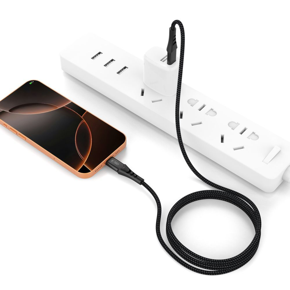 USB-C Data- en Oplaadkabel - USB-C Tech-Protect UB11T Ultraboost, 100W, 1m, Zwart