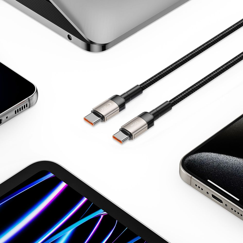 USB-C Data- en Oplaadkabel - USB-C Tech-Protect Ultraboost EVO, 100W, 1m, Zilver