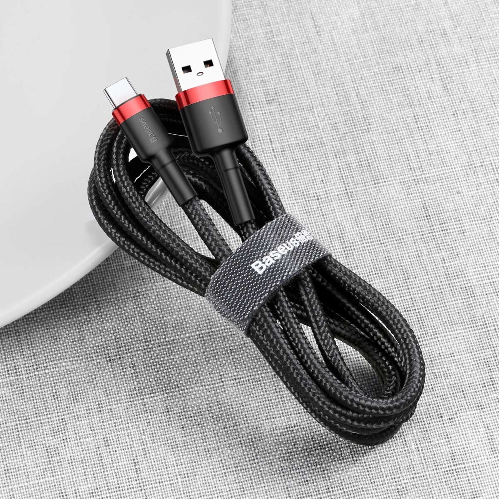 Data- en Oplaadkabel USB-A - USB-C Baseus Cafule, 60W, 1m, Rood CATKLF-B91
