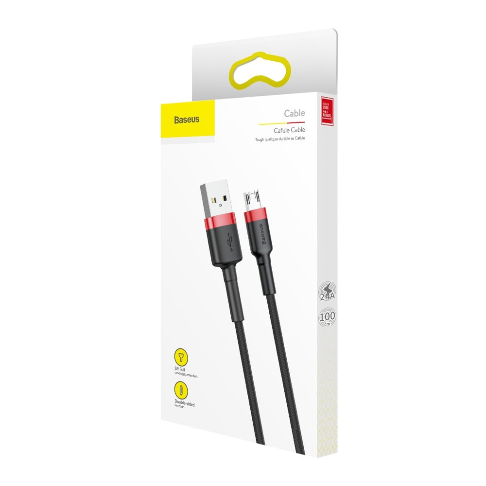 USB-A naar microUSB Data- en Oplaadkabel Baseus Cafule, 18W, 1m, Rood CAMKLF-B91