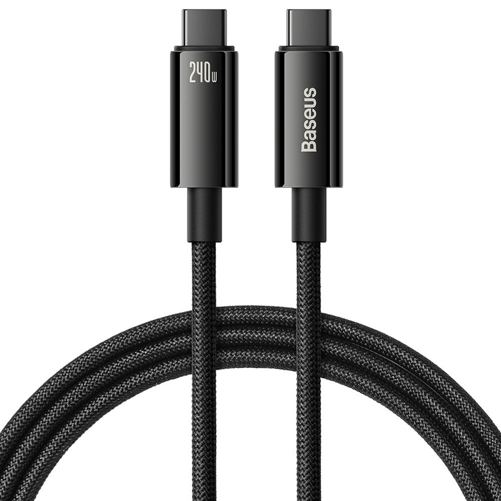 USB-C Data- en oplaadkabel - USB-C Baseus Tungsten Gold, 240W, 2m, Zwart CAWJ04010101